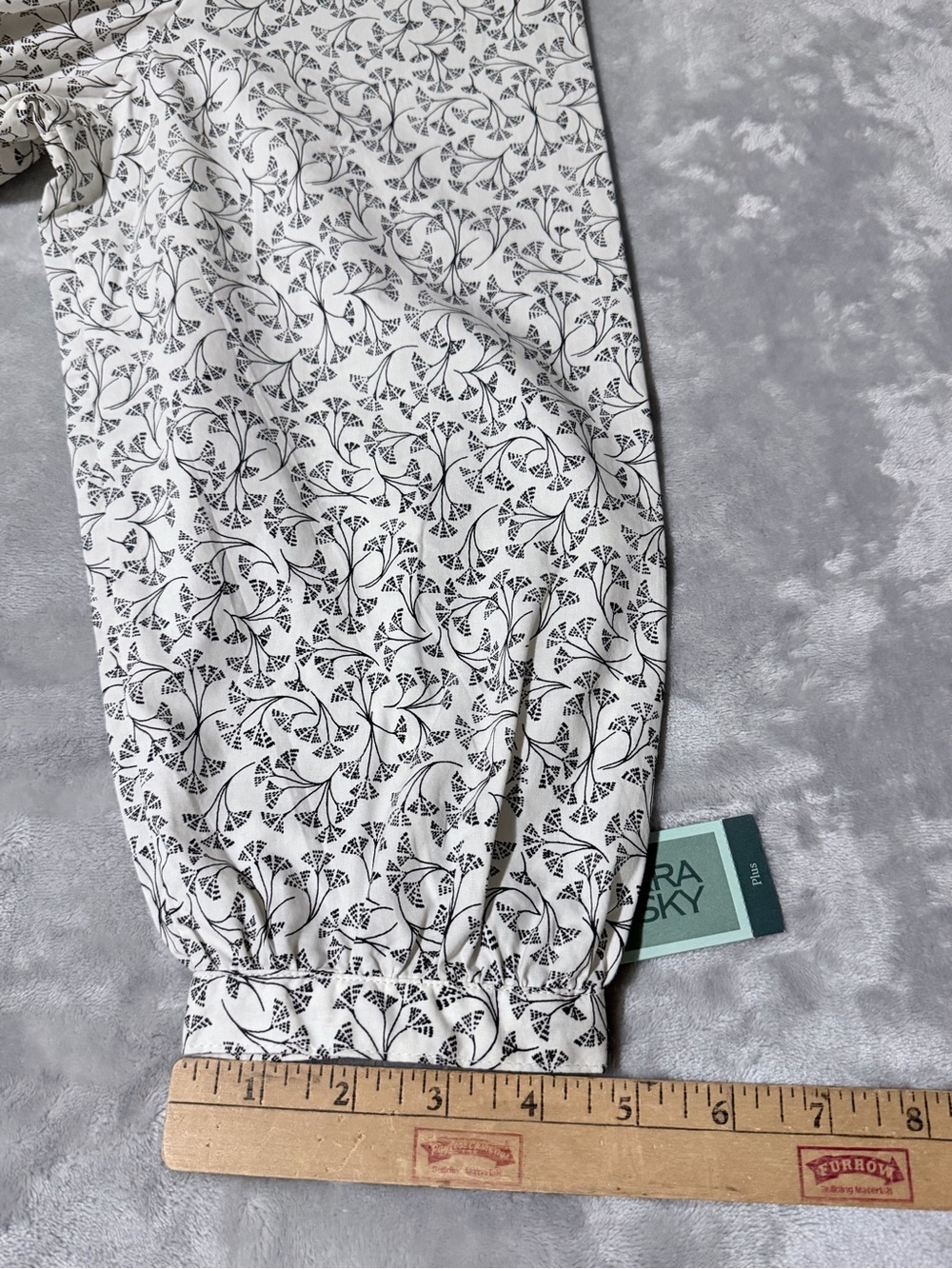 Terra & Sky Cream Floral Tie-Waist Long-Sleeve Dress     Size: (0X/14W) - Picture 12 of 13
